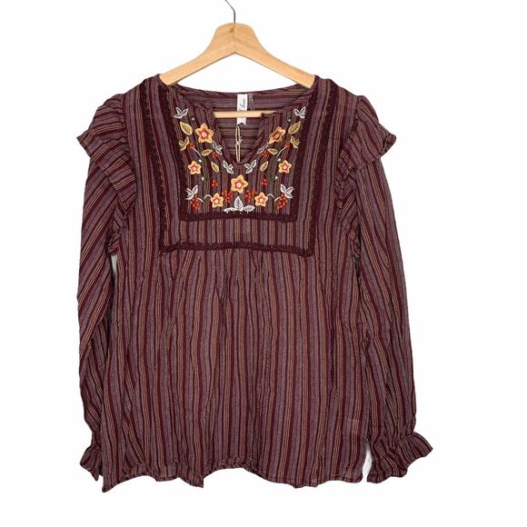 Boho Long Sleeve Top NWT Floral Small - Picture 2 of 8